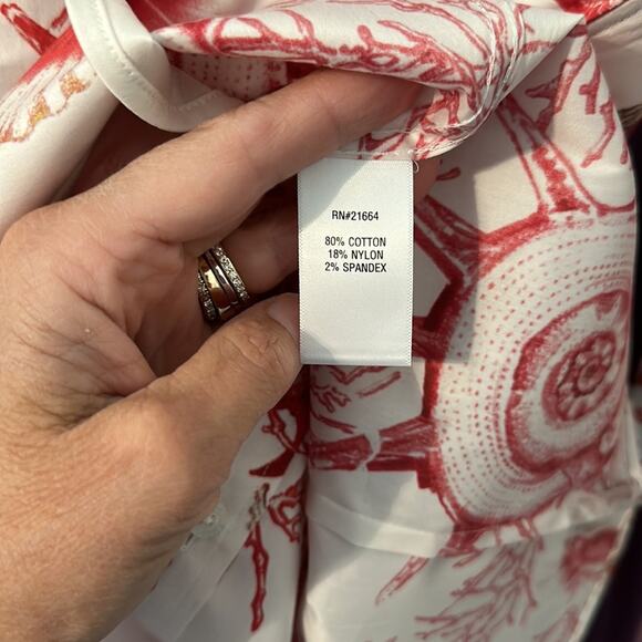 PAPERWHITE Blouse Button Up Magenta Pink Seashell pattern Cotton NWT - Picture 5 of 6